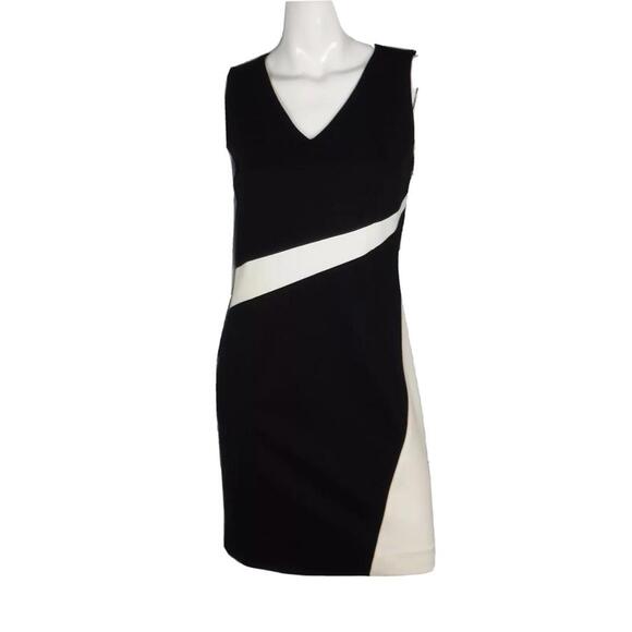 White house black market SLEEVELESS COLORBLOCK  BLACK/ECRU DRESS Size 2 - Picture 2 of 5